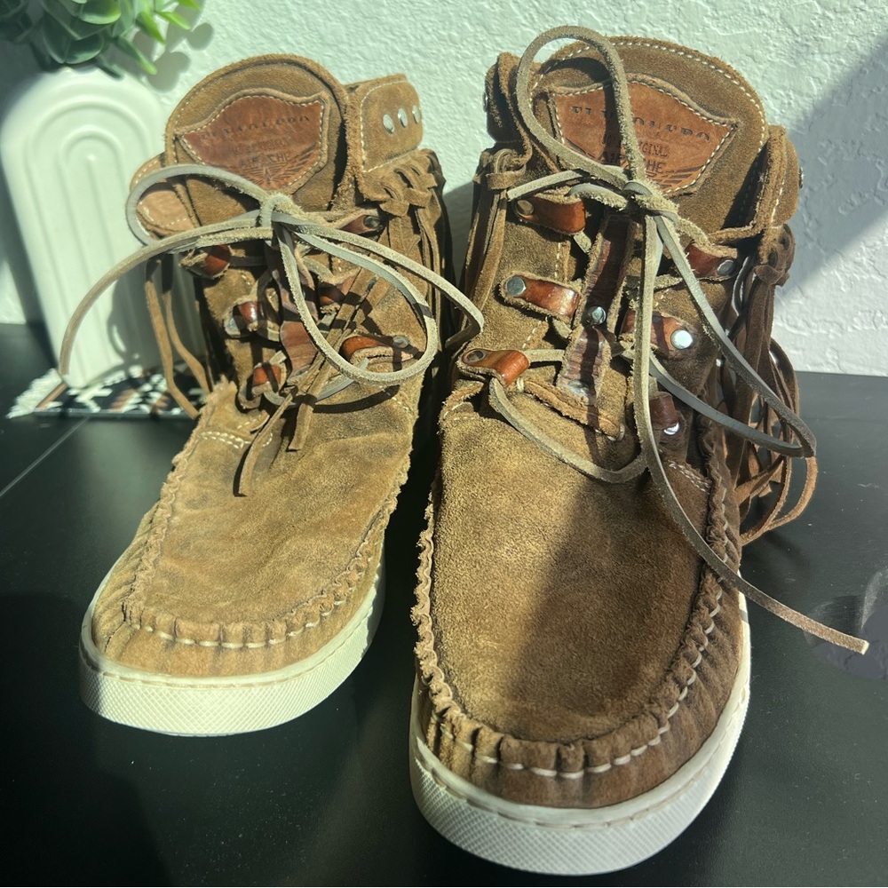 El Vaquero Brown Suede Moccasin-Style Ankle Boots